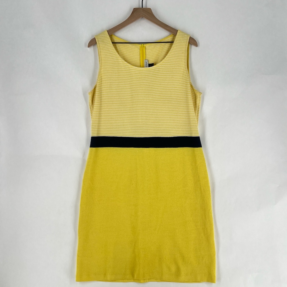 St John Sport Santana Knit Wool Blend Striped Bodice‎ Sleeveless Sheath Dress 14